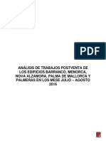 ANÁLISIS DE TRABAJOS POSTVENTA DE LOS EDIFICIOS BARRANCO, MENORCA, NOVA ALZAMORA, PALMA DE MALLORCA Y PALMERAS PERIODO JULIO Y AGOSTO 2016.docx