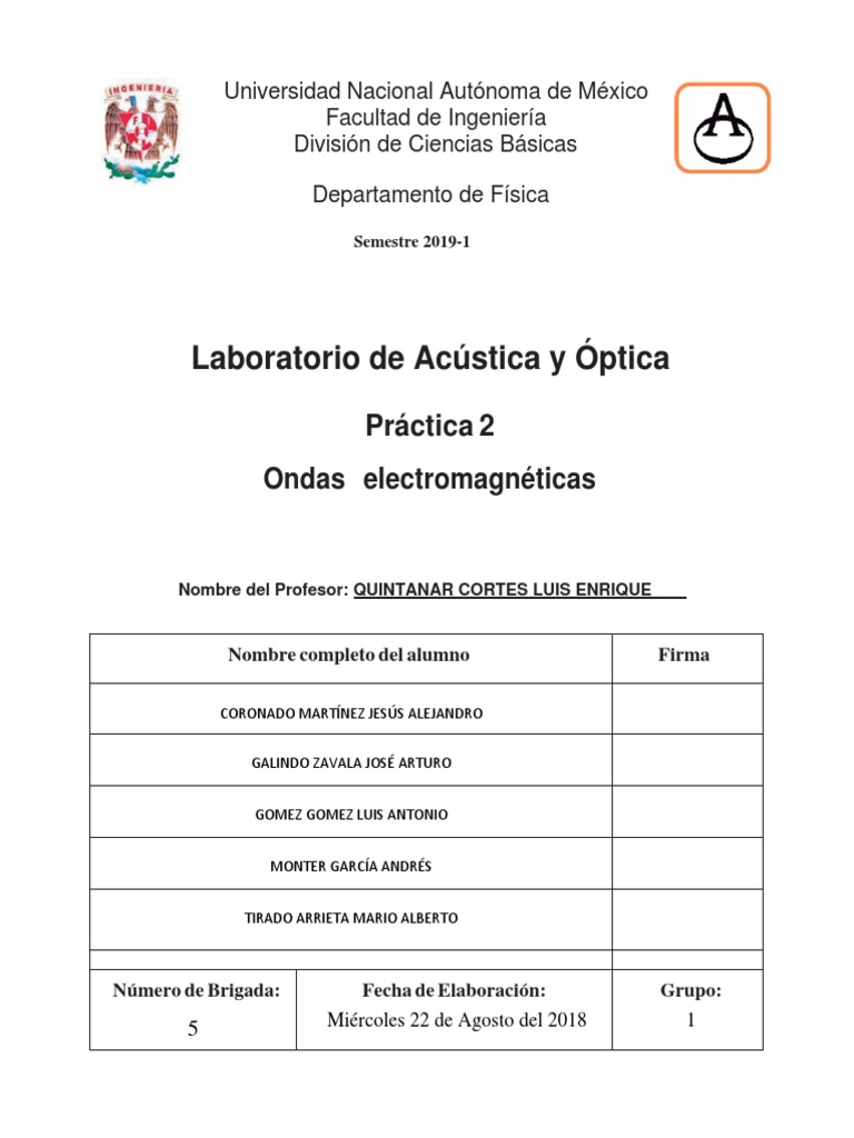 Practica 2 Acustica y Optica - Ondas Electromagneticas | PDF | Olas ...