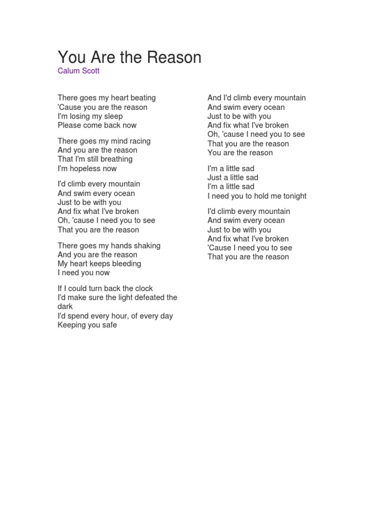 You Are the Reason Lyrics | PDF