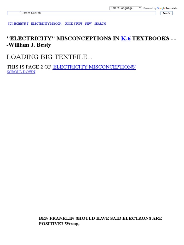Electricity Misconceptions Spread by K6 Textbooks PDF Electric Current Electric Charge