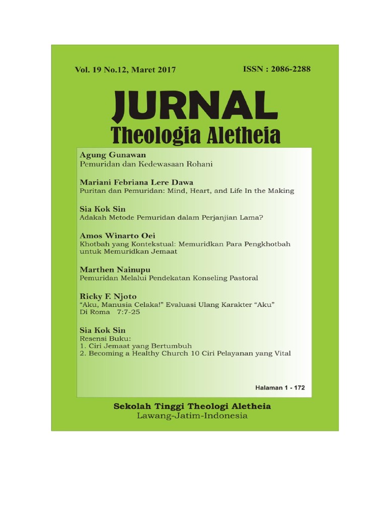 Jurnal Theologi Aletheia Volume 19 No12 Maret 2017