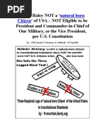 Nikki Haley is Not a Natural Born Citizen of USA to Constitutional Standards