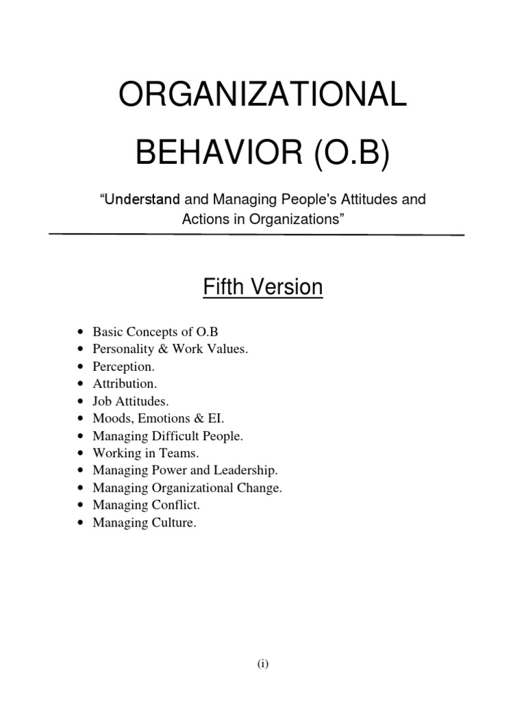 Organizational Behavior (O.B) : Fifth Version | PDF