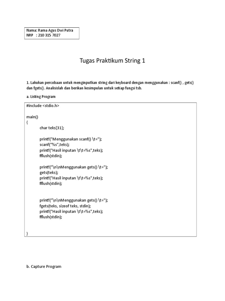 Analisis Fungsi Input dan Manipulasi String C | PDF