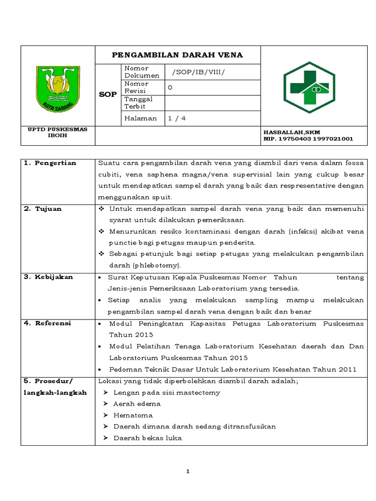 8.1.1.1 SOP Pengambilan Darah Vena