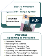 Speaking To Persuade &: Appendix B - Sample Speech