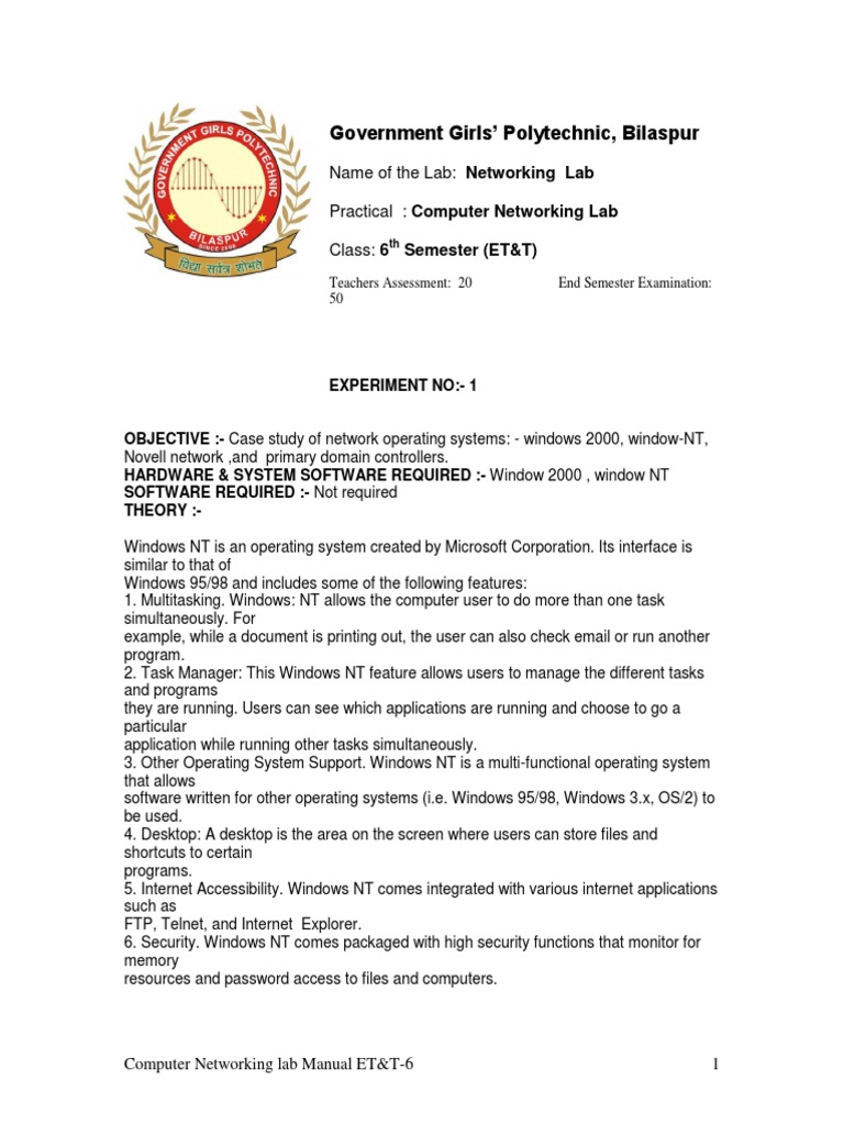 Computer Networking Lab Manual ET&T-6 | PDF | Ip Address | File ...