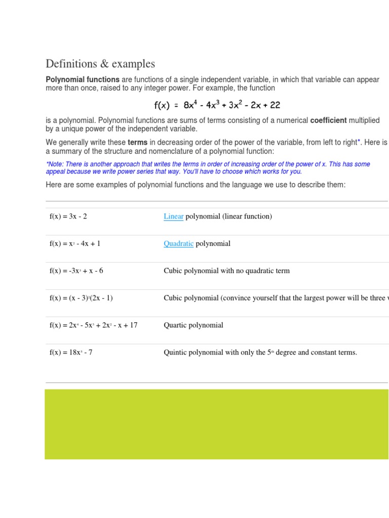 Anatomy and Graphs of Polynomial Functions | PDF | Polynomial | Zero Of ...