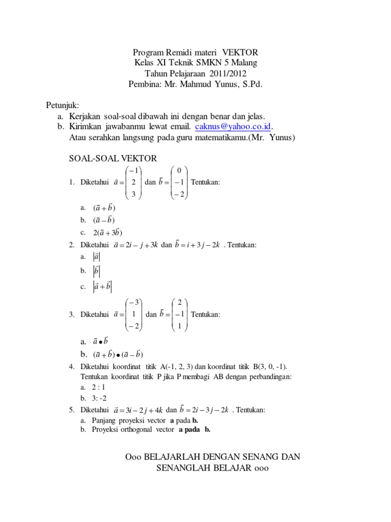 Program Remidi Materi Vektor