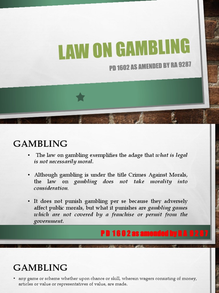 Gambling Laws: PD 1602 & RA 9287 Overview | PDF | Gambling | Crime ...