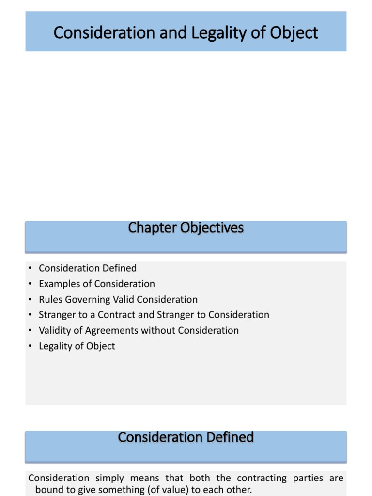 Understanding Consideration and Legality | PDF | Consideration ...
