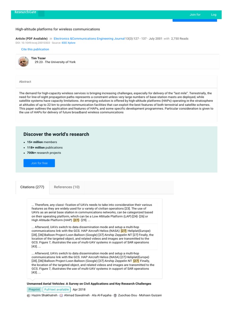 Discover The World's Research HighAltitude Platforms For Wireless