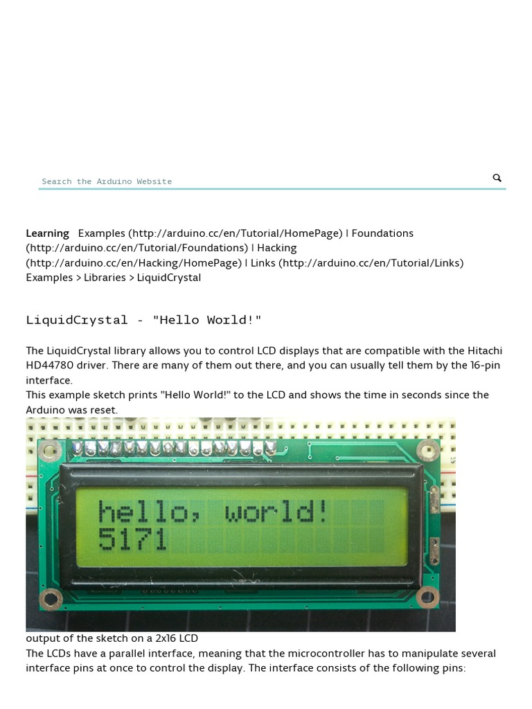 Arduino Liquid Crystal | Liquid Crystal Display | Arduino
