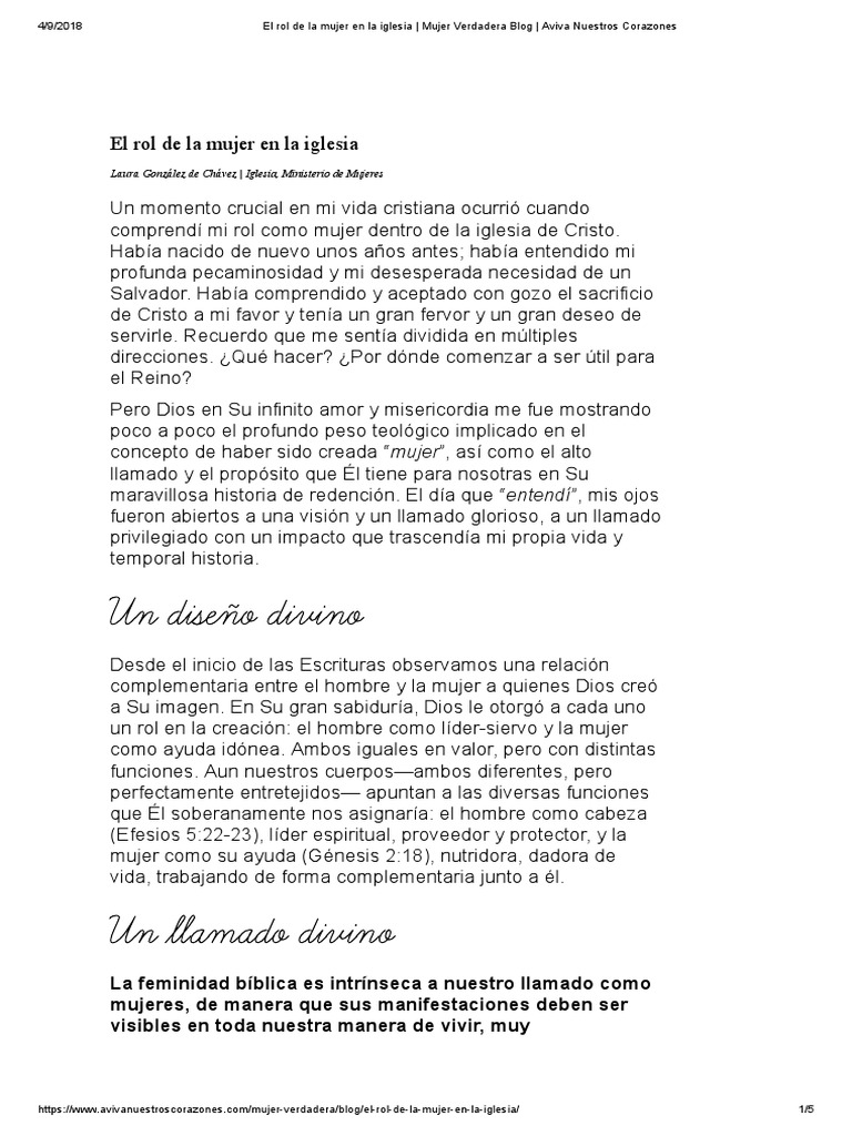 El rol de la mujer en la iglesia | PDF | Cristo (título) | Mujer