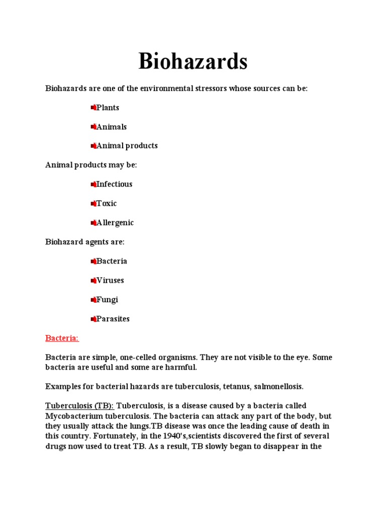 Understanding Biohazards: Types and Risks | PDF | Science & Mathematics