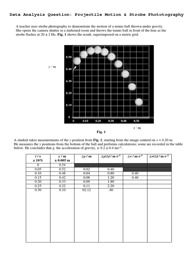 Projectile Motion Analysis with Strobe Photography | PDF | Newton's ...