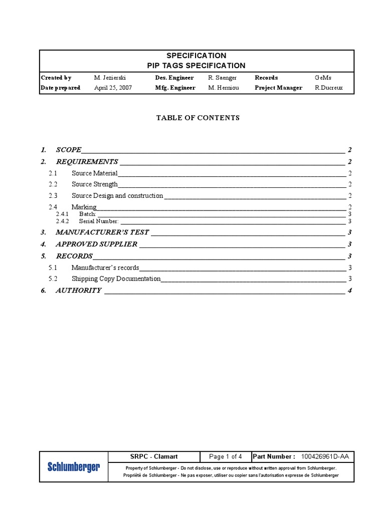 Pip Tag PDF Calibration Specification (Technical Standard)