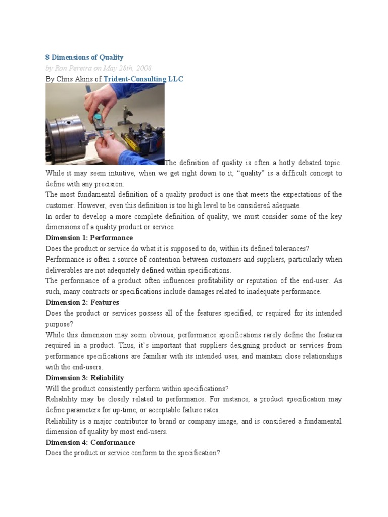 8 Dimensions of Quality Explained | PDF | Reliability Engineering ...