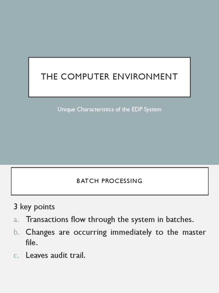 The Computer Environment: Unique Characteristics of The EDP System ...