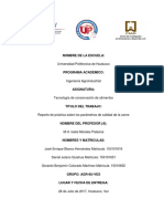 Practcas Sobre Parametros de Calidad de Carnes y Proceso de Conservación de Alimentos