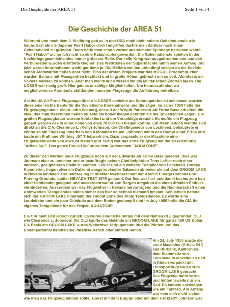 Die Geschichte Der AREA 51 | PDF