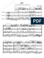 Bach Mandozzi Air BWV 1068 4 Cellos - Partitura