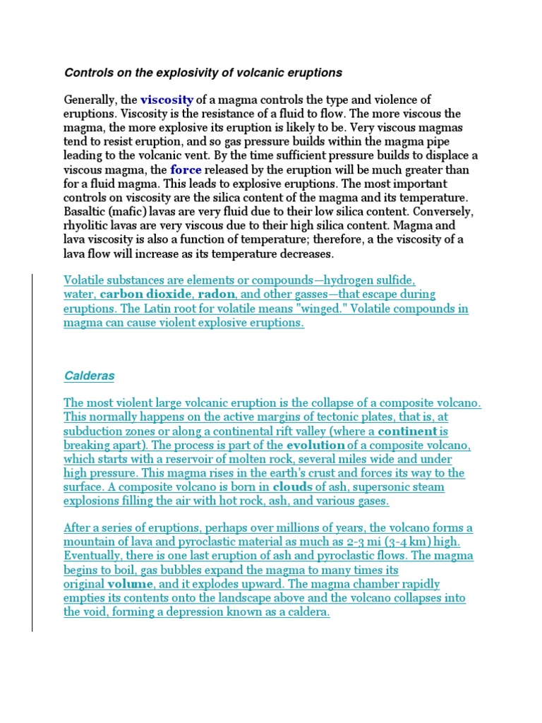 Controls On The Explosivity of Volcanic Eruptions: Viscosity | PDF ...
