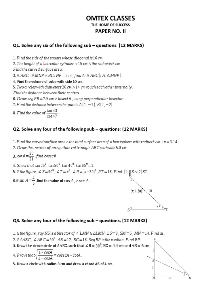 Geometry Paper 2 | PDF | Triangle | Area