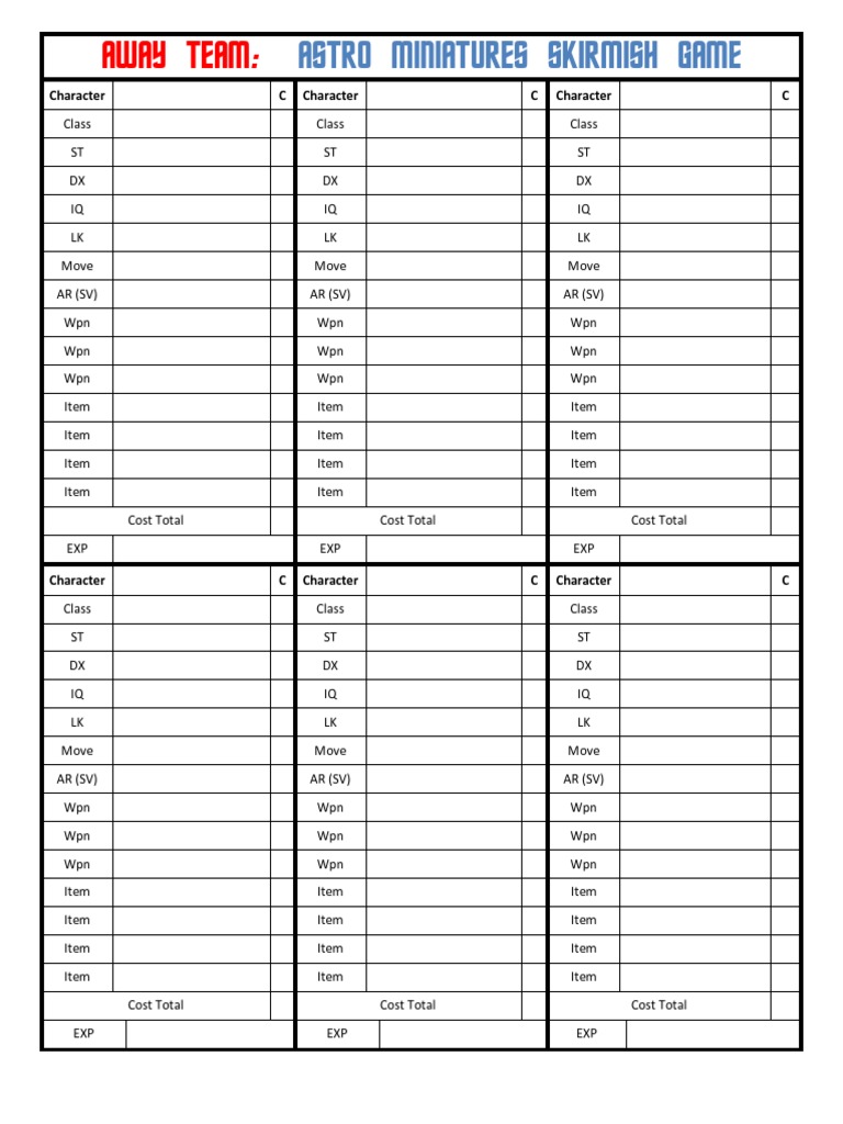 Away Team Roster Sheet | PDF
