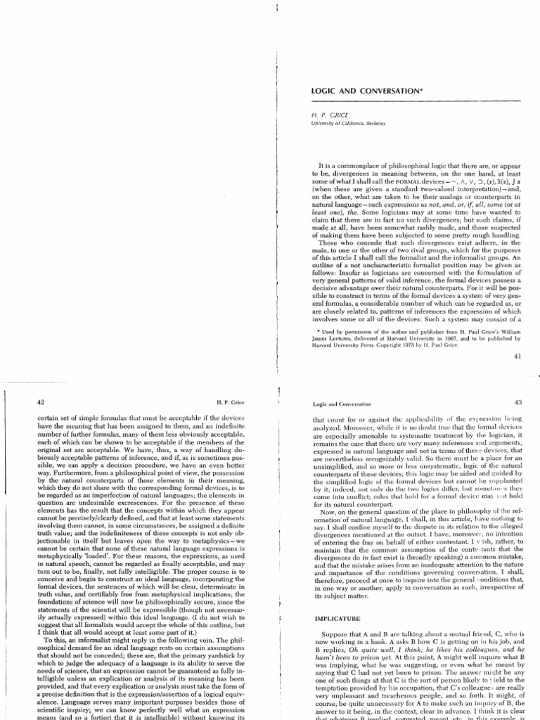 H p grice 1975 logic and conversation pdf logic semantics