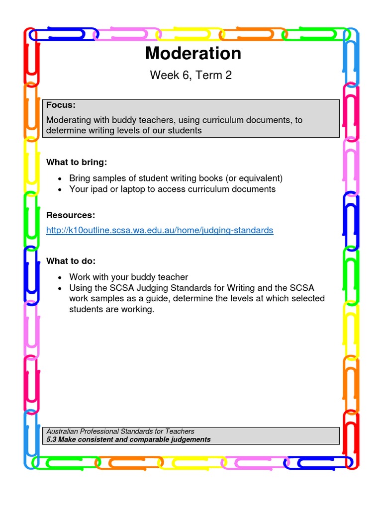 Teacher Moderation Workshop | PDF