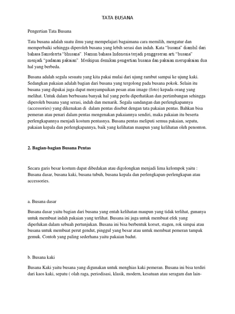 Pengertian Tata Busana