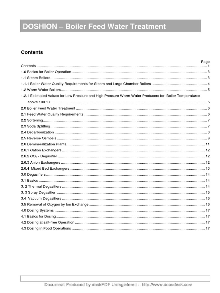 Boiler Feed Water Treatment | PDF | Ion Exchange | Boiler