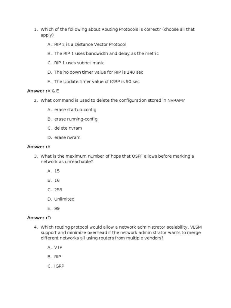Answer:A & E | PDF | Routing | Electronics