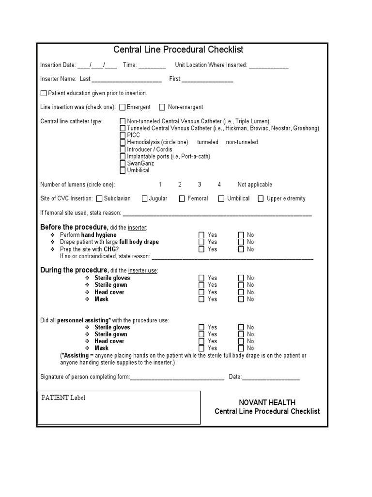 Check List Pemasangan Dan Kebutuhan CVC | PDF | Medical Equipment ...