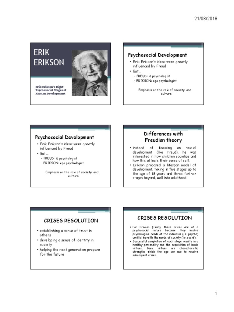 Erikson Handout Pdf Id Psychological Theories