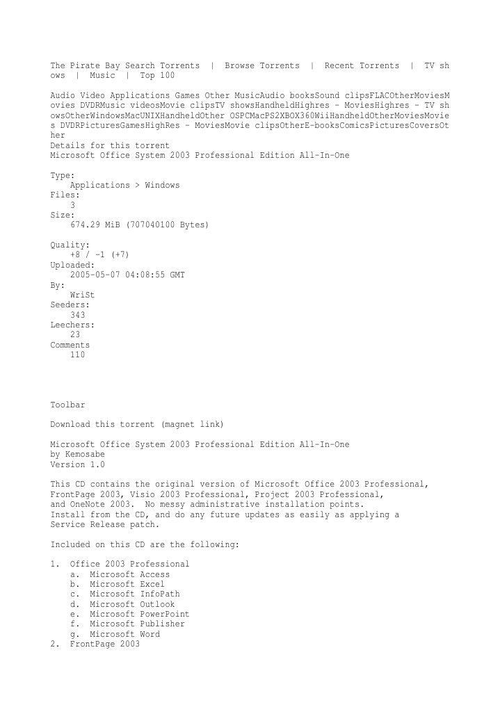 Microsoft Office 2003 Full English Torrent