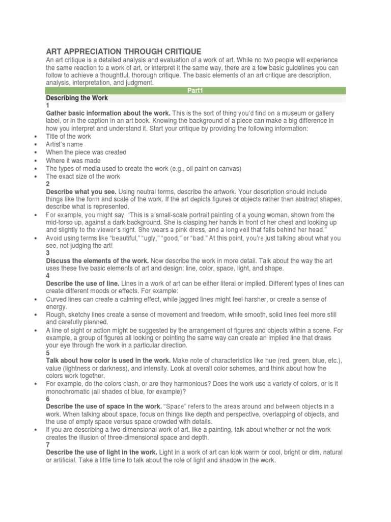 Art Critique: A Comprehensive Guide | PDF | Composition (Visual Arts ...