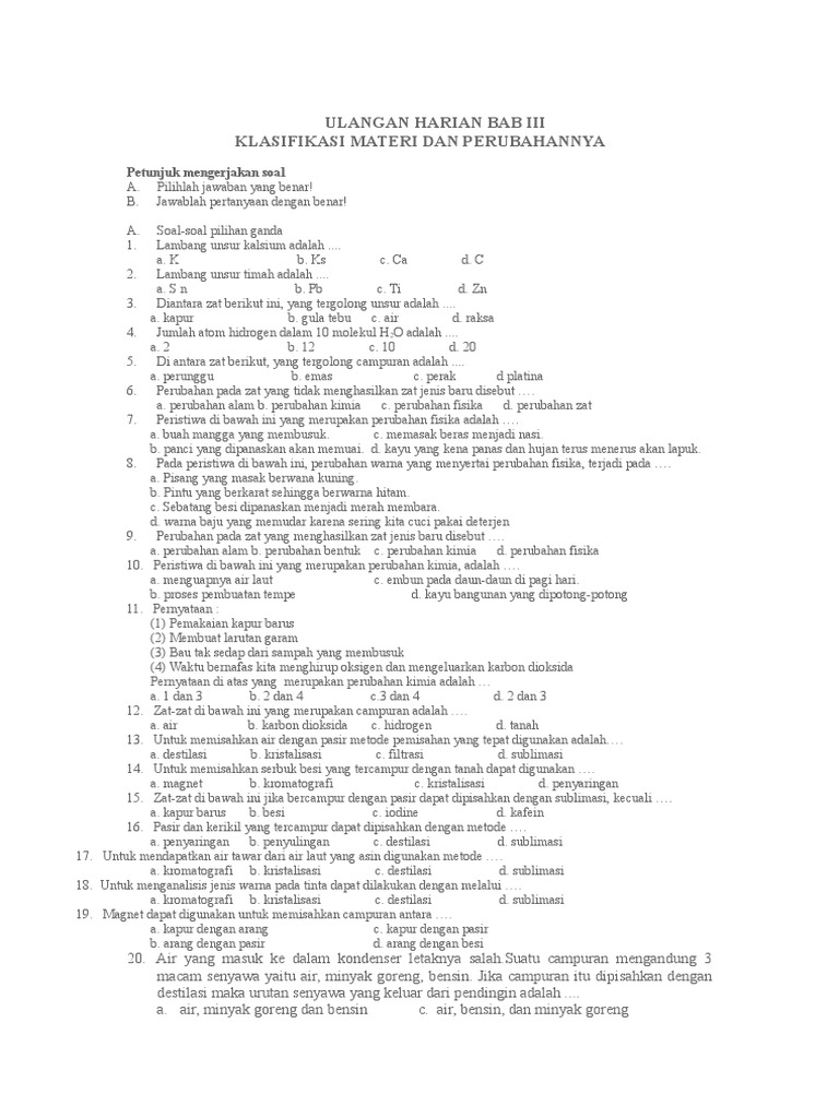 Soal Klasfikasi Matreri