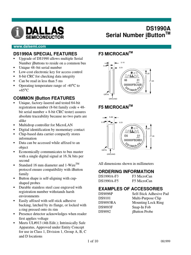 DS1990 PDF | PDF | Computer Engineering | Telecommunications
