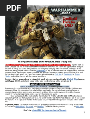 Warhammer 40k D&D 5e Hack