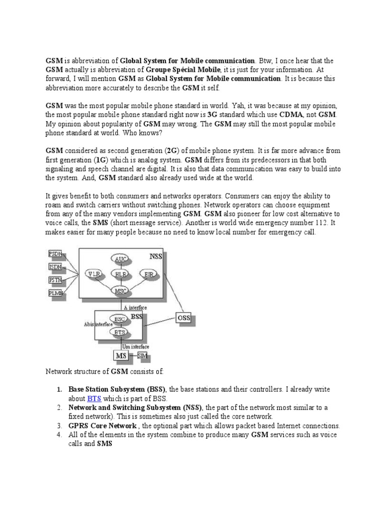 GSM Is Abbreviation of Global System For Mobile Communication PDF