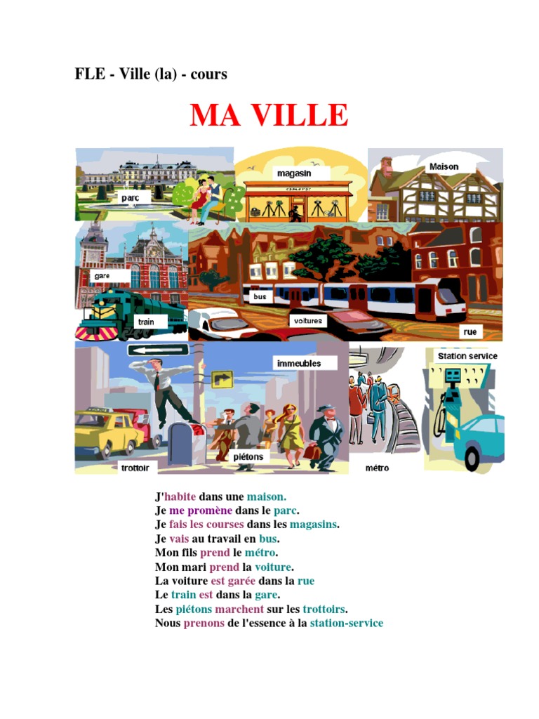 Vocabulaire de la ville en FLE | PDF