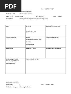 Breakdown Sheet