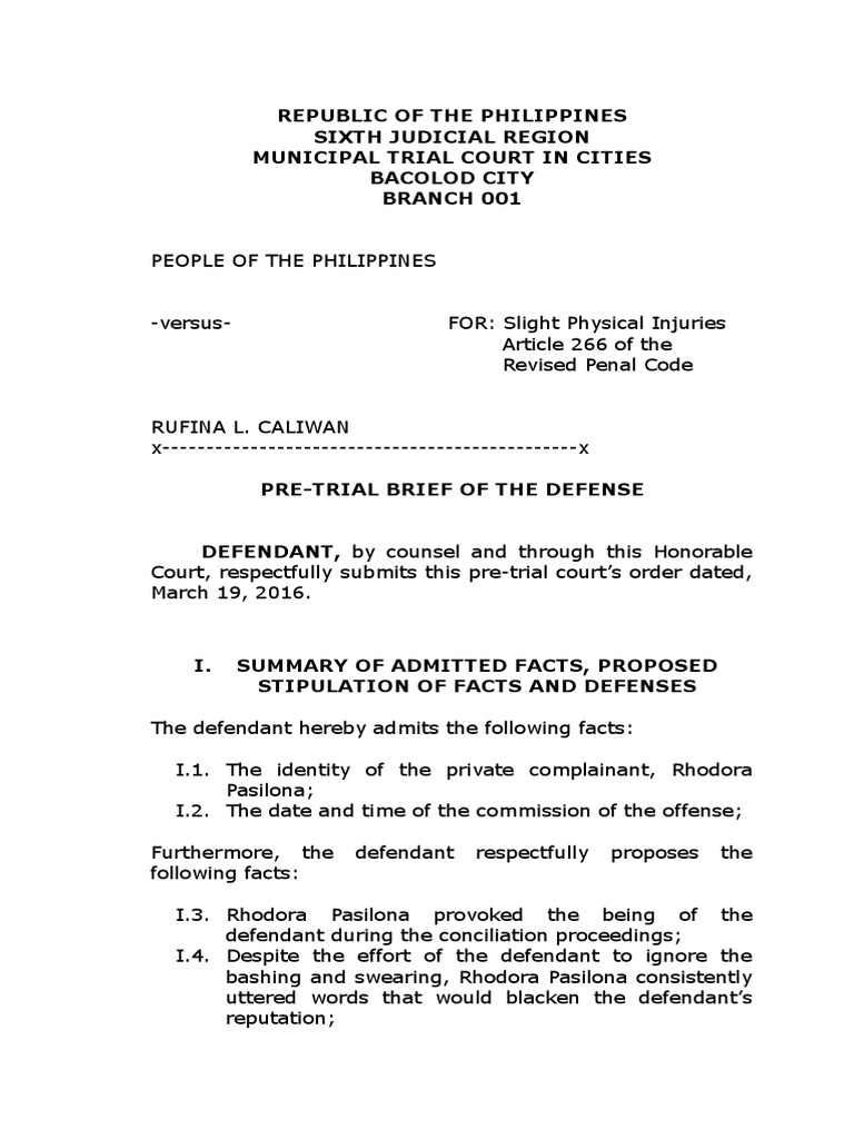 How to write pre trial brief picture
