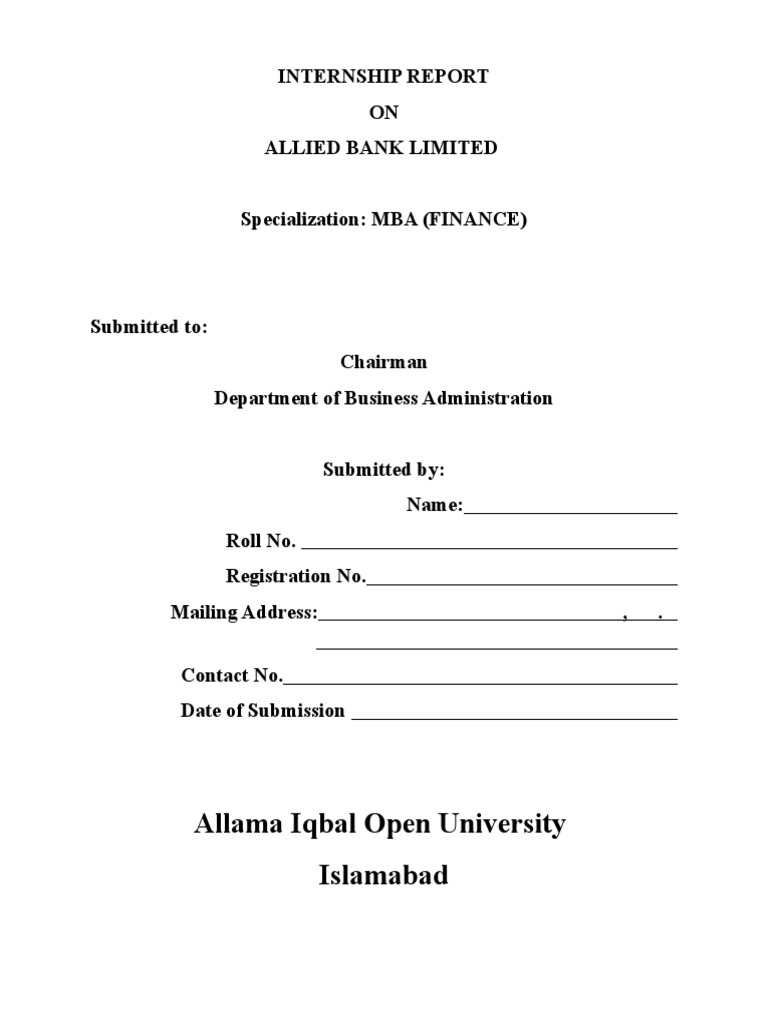 MBA Internship Report at Allied Bank | PDF | Employee Stock Ownership ...