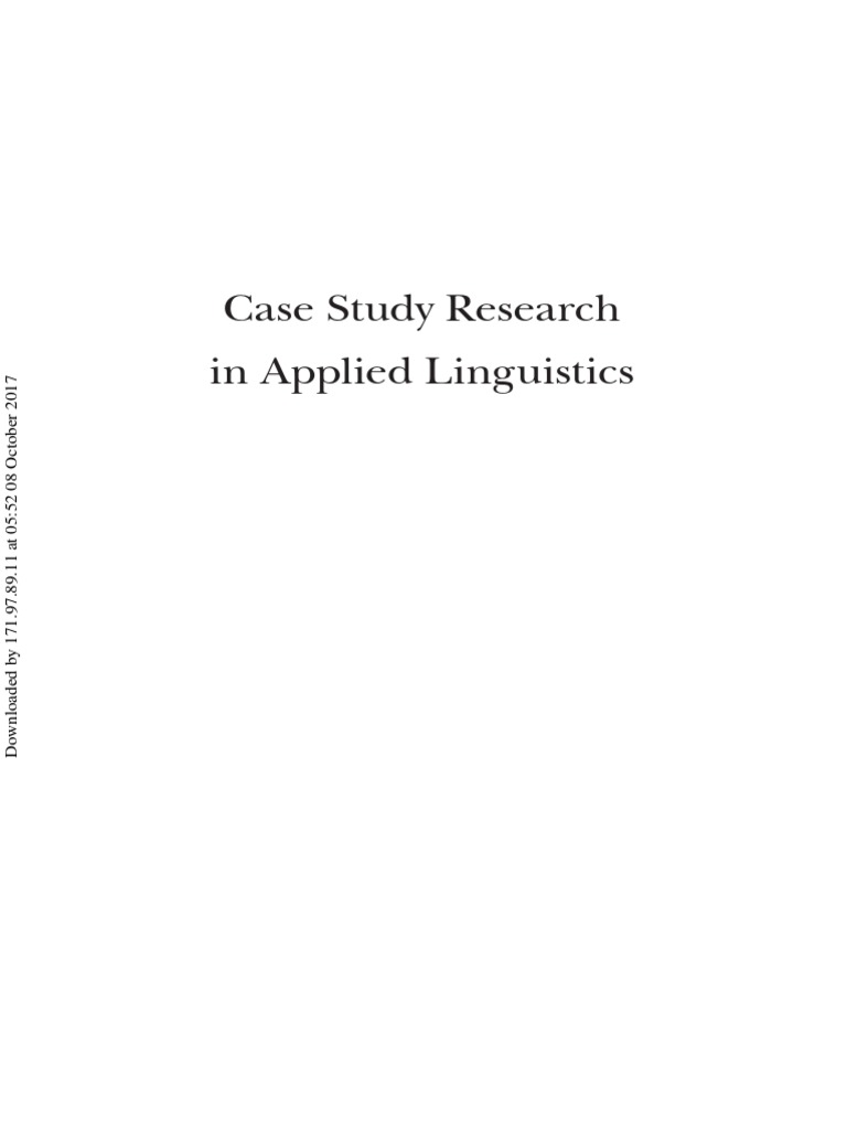 Case Study Research in Applied Linguistics.pdf | Second Language  Acquisition | Second Language