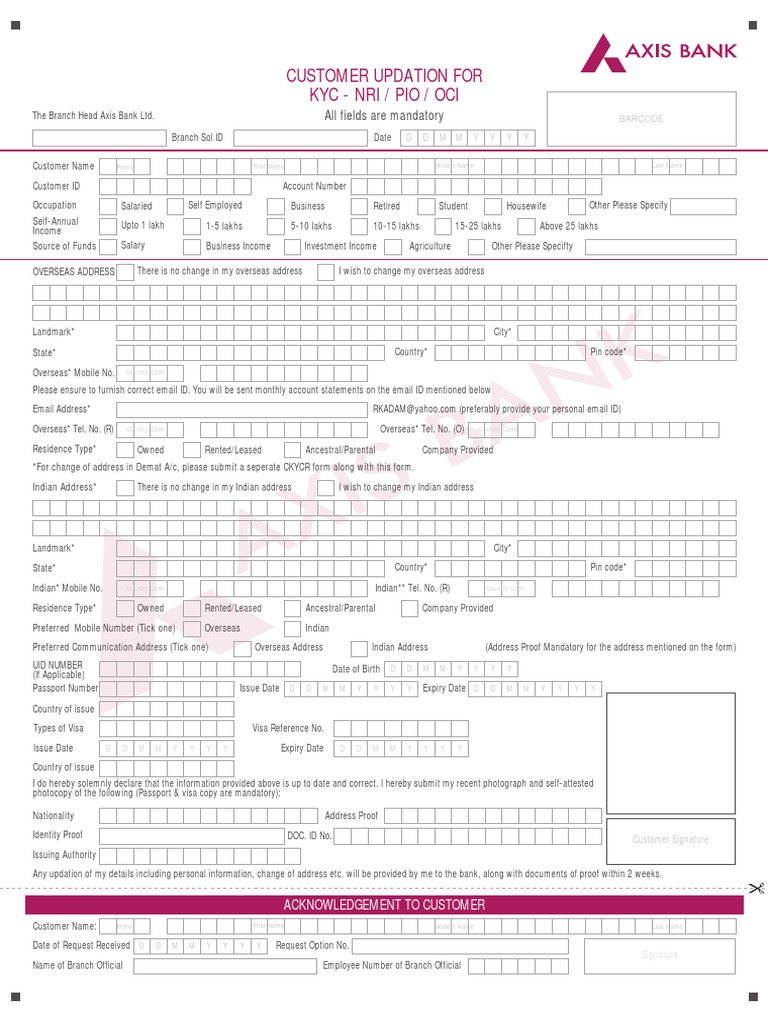 Revised ReKYC Form for NRI Government Politics
