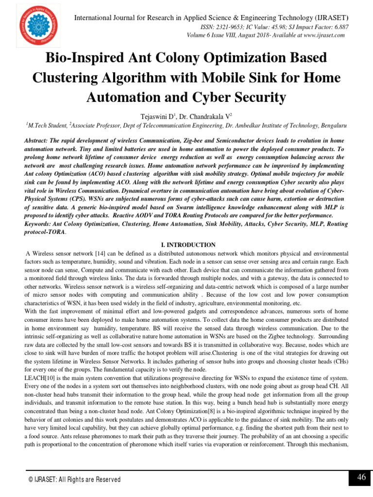 Bio-Inspired Ant Colony Optimization Based Clustering Algorithm With ...