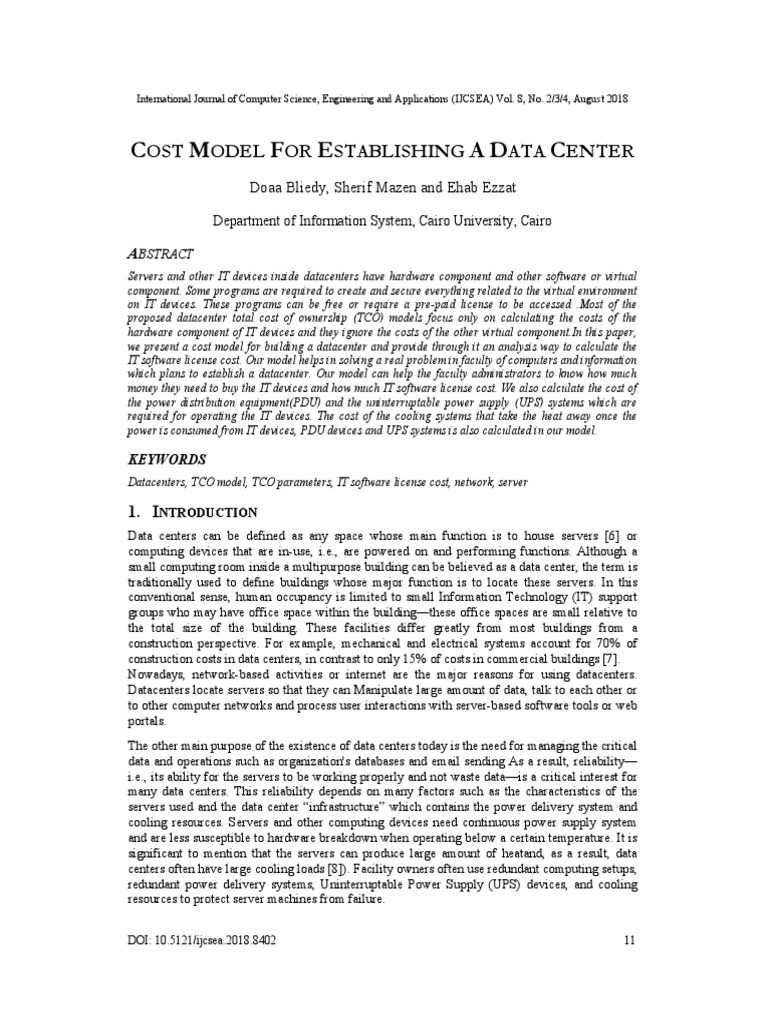 Cost Model For Establishing A Data Center | PDF | Virtual Machine ...